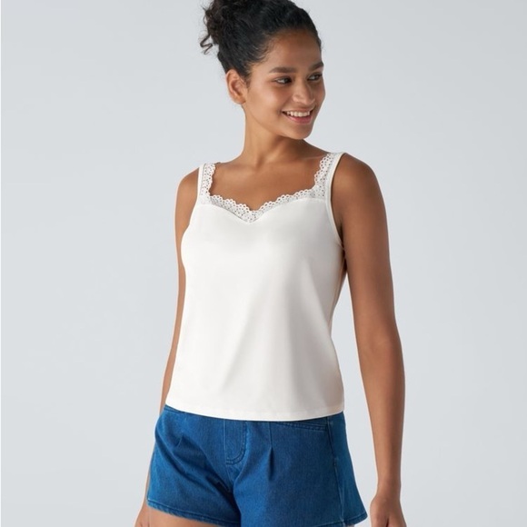 Halara Contrast Lace Backless Basic Casual Tank Top - Picture 4 of 4